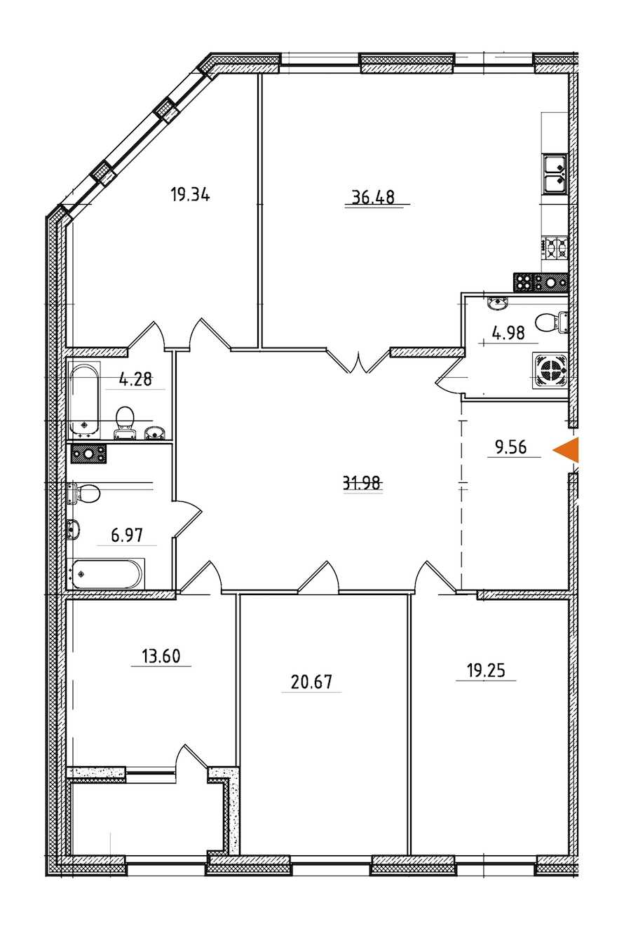 Четырехкомнатная квартира в : площадь 169.74 м2 , этаж: 5 – купить в Санкт-Петербурге